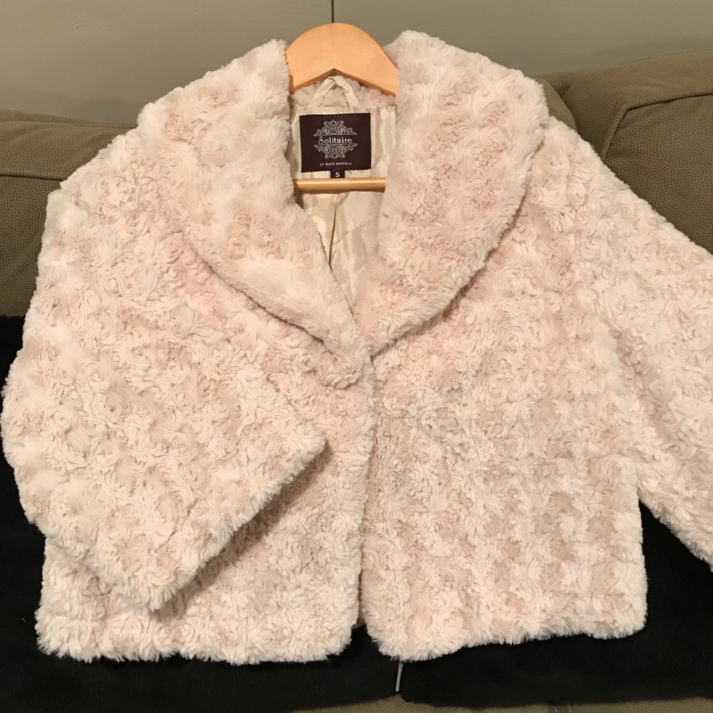 Faux Fur Bolero Jacket.  3/4 Sleeves.